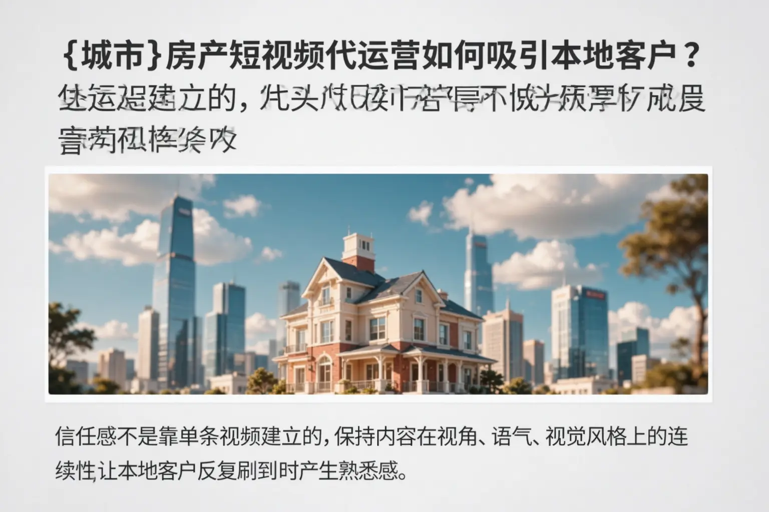 铜仁房产短视频代运营如何吸引本地客户？