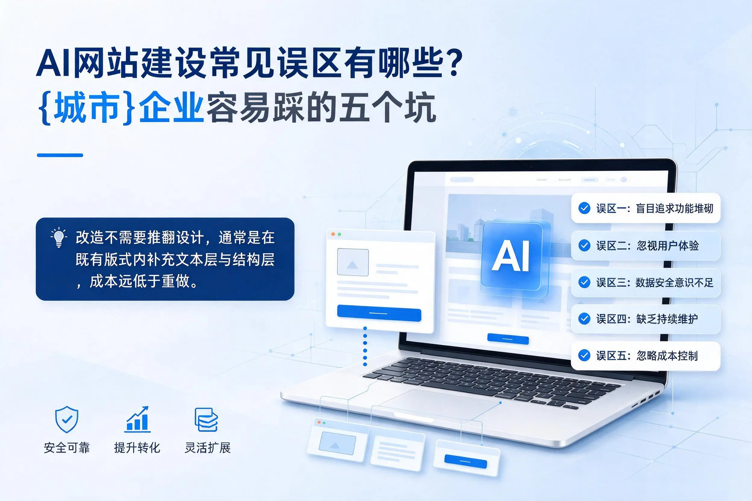 AI网站建设常见误区有哪些？铜仁企业容易踩的五个坑
